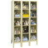Global Industrial Five Tier 15 Door Clear View Locker, 12"Wx12"Dx12"H, Tan, Unassembled
