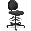 Bevco Fabric Office Stool - Mid-Height with Casters and Footring - Black - Lexington Series