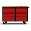 Valleycraft® Collectors Edition Garage 48" Work Bench Cab w/top - 2 sets of 4 Drawers, BK/Red