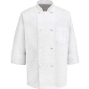 Chef Designs 8 Button-Front Chef Coat, Cloth Buttons, White, Polyester/Cotton, L