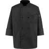 Chef Designs 8 Button-Front Chef Coat, Pearl Buttons, Black, Polyester/Cotton, XL
