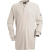 EXCEL FR® Flame Resistant Long Sleeve Tagless Henley Shirt SEL2, Gray, Size L Long