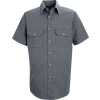 Red Kap® Men's Heathered Poplin Uniform Shirt Short Sleeve Navy M SH20-SH20NVSSM