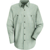 Red Kap® Men's Industrial Stripe Work Shirt Long Sleeve Green/Khaki Stripe Regular-XL SP10