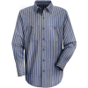 Red Kap® Men's Industrial Stripe Work Shirt Long Sleeve Navy/Khaki Stripe Long-2XL SP14