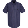 Red Kap® Men's Industrial Stripe Work Shirt Short Sleeve Blue with Brown/White Stripe XL SP20