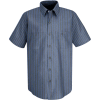 Red Kap® Men's Industrial Stripe Work Shirt Short Sleeve Gray/Blue Stripe Long-4XL SP24