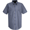 Red Kap® Men's Industrial Stripe Work Shirt Short Sleeve Navy/Khaki Stripe Long-L SP24