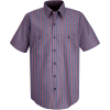 Red Kap® Men's Industrial Stripe Work Shirt Short Sleeve Navy/Red Stripe Long-2XL SP24