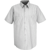 Red Kap® Men's Striped Dress Uniform Shirt Short Sleeve White/Charcoal Stripe S SP60