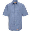 Red Kap® Men's Mini-Plaid Uniform Shirt Short Sleeve White/Blue L SP84