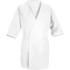 Red Kap&#174; Collarless Butcher Wrap W/Exterior Pockets, White, Polyester/Combed Cotton, L