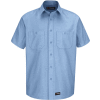 Wrangler® Men's Canvas Short Sleeve Work Shirt Light Blue Long-2XL-WS20LBSSLXXL