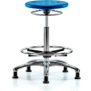 Blue Ridge Ergonomics™ Cleanroom Stool with Glides and Footring - High Bench Height - Blue