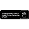 Vollrath® Employees Must Wash Hands Before Returning To Work Sign, 4530, 3" X 9"