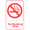 Vollrath, No Smoking Area Sign, 5643, White With Red Print, 6" X 9"