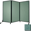 Portable Acoustical Partition Panel, AWRD 80"x8'4" Fabric, With Casters, Blush Green
