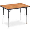 Virco® Activity Table w/ Adjustable Legs - 24" x 36" - Rectangle - Black Frame/Oak Top