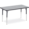 Virco® Activity Table w/ Adjustable Legs - 24" x 48" - Rectangle - Black Frame/Gray Top