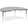 Virco® Activity Table w/ Adjustable Legs - 48" x 72" Kidney - Black Frame/Gray Top
