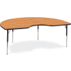 Virco® Activity Table w/ Adjustable Legs - 48" x 72" Kidney - Black Frame/Oak Top