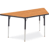 Virco® 48TRAP60 Activity Table w/ Standard Adj. Legs, 60" Trapezoid, Black Frame/Oak Top