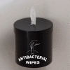Glaro Wall Mount Sanitary Wipe Disp. w/Logo, Satin Black w/One Roll of Antibac. Wipes-W1015-S-BK