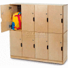 Four Section Backpack Storage Locker w/Locking Doors, 47-1/2"W x 15-3/4"D x 22-1/2"H, Natural