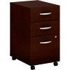 Bush Furniture 3 Drawer Mobile Pedestal (Assembled) - Mocha Cherry - Series C