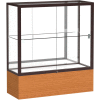 Reliant Counter Case, Mirror Back, Dark Bronze Frame, Carmel Oak Base, 36"L x 40"H x 14"D