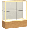 Reliant Counter Case, Plaque Back, Champagne Gold Frame, Autumn Oak Base, 36"L x 40"H x 14"D
