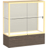 Reliant Counter Case, Plaque Back, Champagne Gold Frame, Walnut Vinyl Base, 36"L x 40"H x 14"D