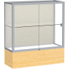 Reliant Counter Case, Plaque Back, Satin Frame, Light Oak Vinyl Base, 36"L x 40"H x 14"D
