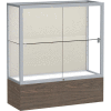 Reliant Counter Case, Plaque Back, Satin Frame, Walnut Vinyl Base, 36"L x 40"H x 14"D