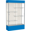 Spirit Lighted Display Case 48"W x 80"H x 16"D Plaque Back Satin Finish Royal Blue Base & Top
