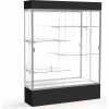 Spirit Lighted Display Case 60"W x 80"H x 16"D Mirror Back Satin Finish Black Base & Top