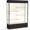 Spirit Lighted Display Case 60"W x 80"H x 16"D Plaque Back Dark Bronze Black Base & Top