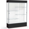 Spirit Lighted Display Case 60"W x 80"H x 16"D White Back Satin Finish Black Base & Top