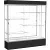 Spirit Lighted Display Case 72"W x 80"H x 16"D Mirror Back Satin Finish Black Base & Top