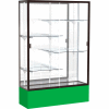 Spirit Display Case Kelly Green Base, Bronze Frame, Mirror Back 48"W x 16"D x 72"H