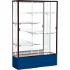 Spirit Display Case Navy Base, Bronze Frame, Mirror Back 48"W x 16"D x 72"H