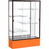 Spirit Display Case Orange Base, Bronze Frame, Mirror Back 48"W x 16"D x 72"H