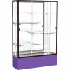 Spirit Display Case Purple Base, Bronze Frame, Mirror Back 48"W x 16"D x 72"H