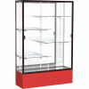 Spirit Display Case Red Base, Bronze Frame, Mirror Back 48"W x 16"D x 72"H