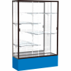Spirit Display Case Royal Blue Base, Bronze Frame, Mirror Back 48"W x 16"D x 72"H
