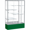 Spirit Display Case Forest Green Base, Satin Frame, Mirror Back 48"W x 16"D x 72"H