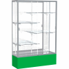 Spirit Display Case Kelly Green Base, Satin Frame, Mirror Back 48"W x 16"D x 72"H