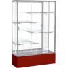 Spirit Display Case Maroon Base, Satin Frame, Mirror Back 48"W x 16"D x 72"H