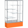 Spirit Display Case Orange Base, Satin Frame, Mirror Back 48"W x 16"D x 72"H