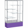 Spirit Display Case Purple Base, Satin Frame, Mirror Back 48"W x 16"D x 72"H
